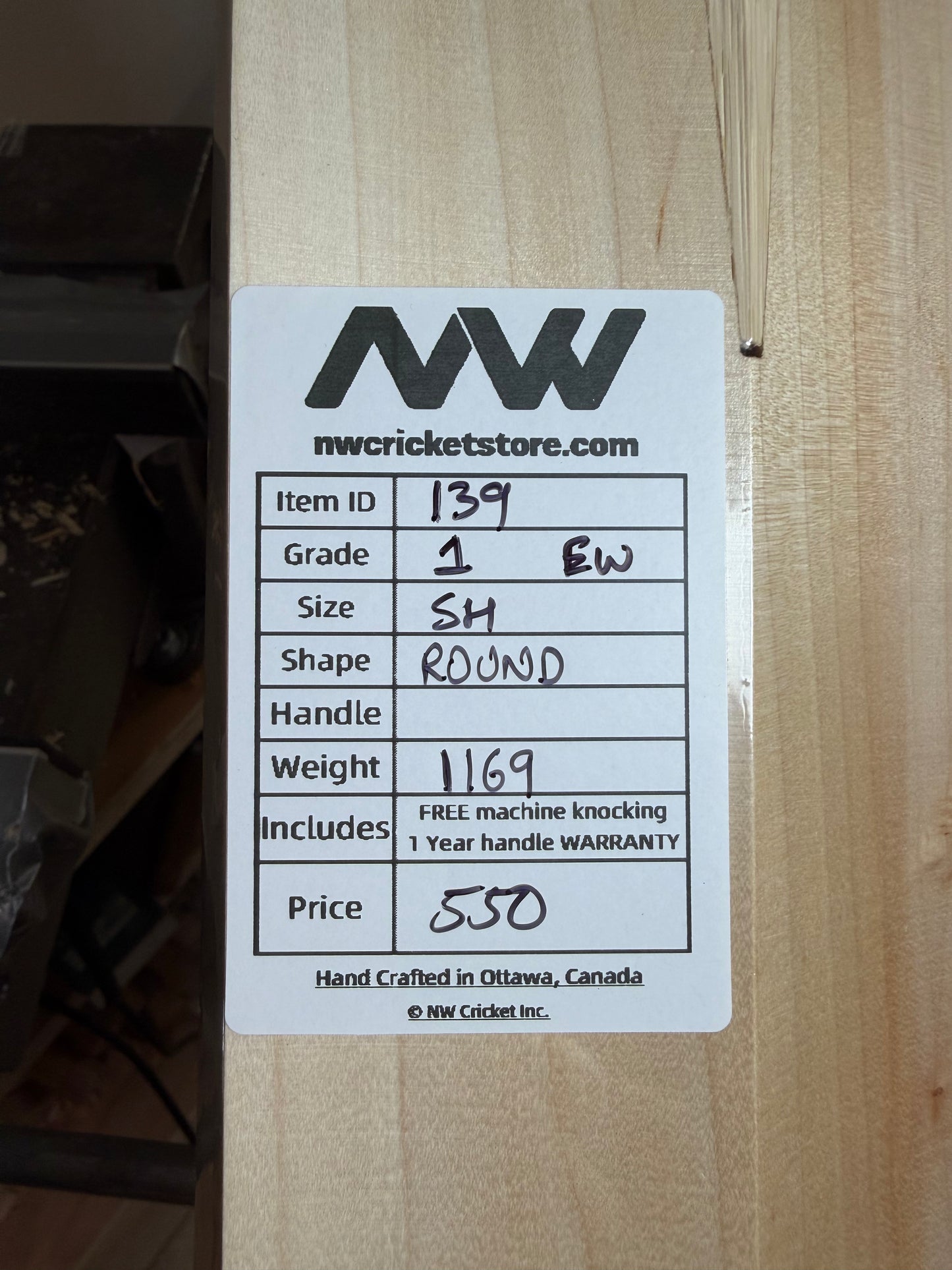 Grade 1 English Willow Cricket Bat - 139